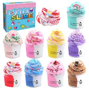 Easter Gift 9 Pack Dual Color Butter Slime Kit for Girls,Non Sticky and Super Soft Sludge Toy,DIY Slime Party Favor for Boys,Birthday Gifts for Kids.