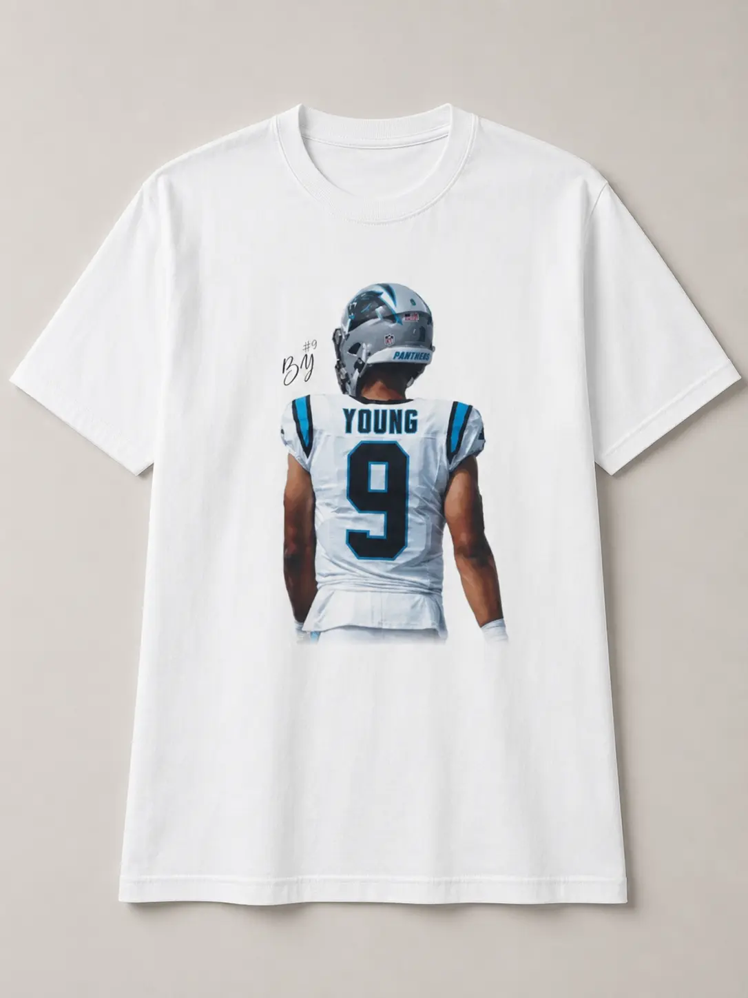 Men's Bryce Young Graphic T-Shirt, Fitted Streetwear Cotton Top, Lightweight Breathable Short Sleeve Menswear for Summer, Machine Washable, Casual