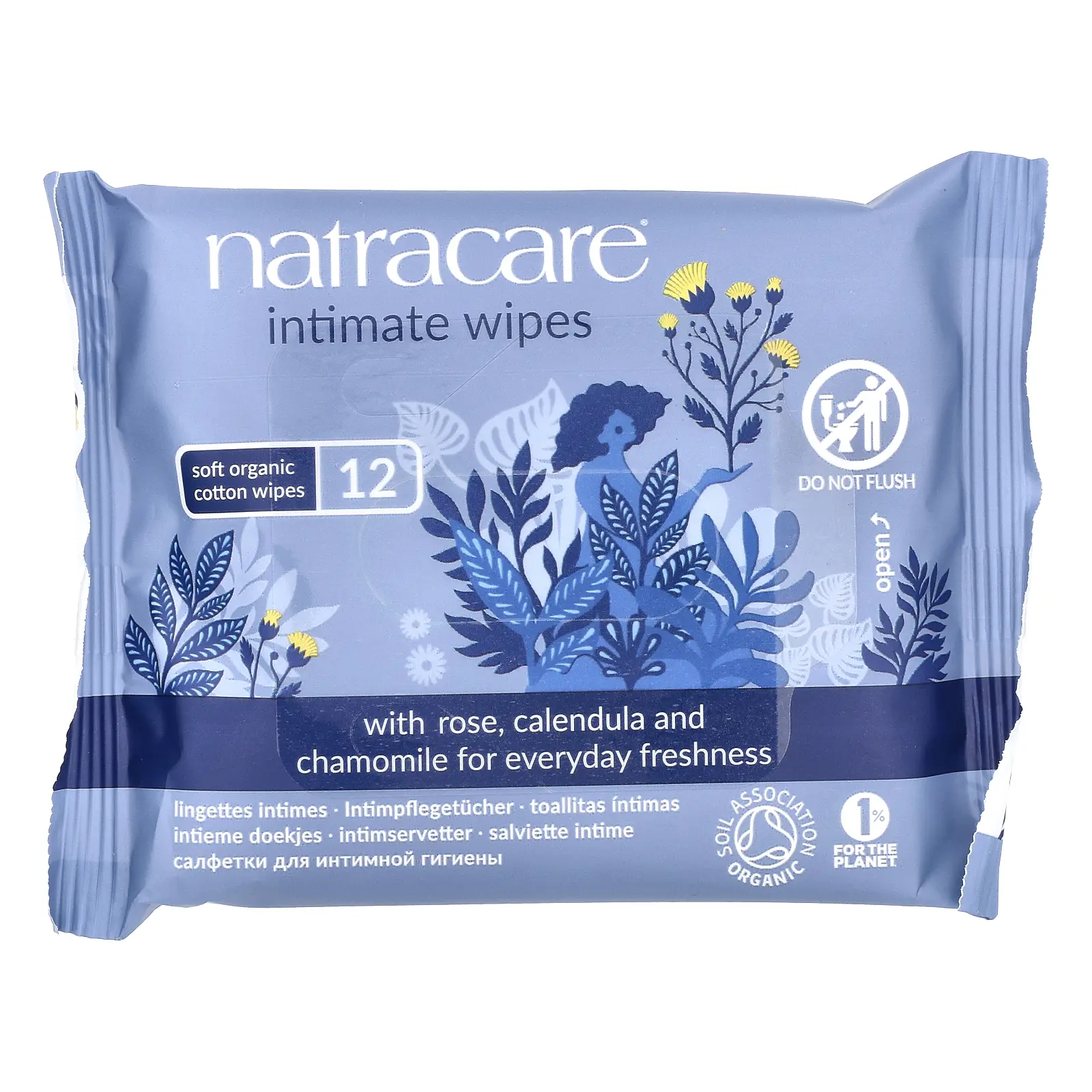 Natracare Soft Organic Cotton Intimate Wipes, 12 Wipes