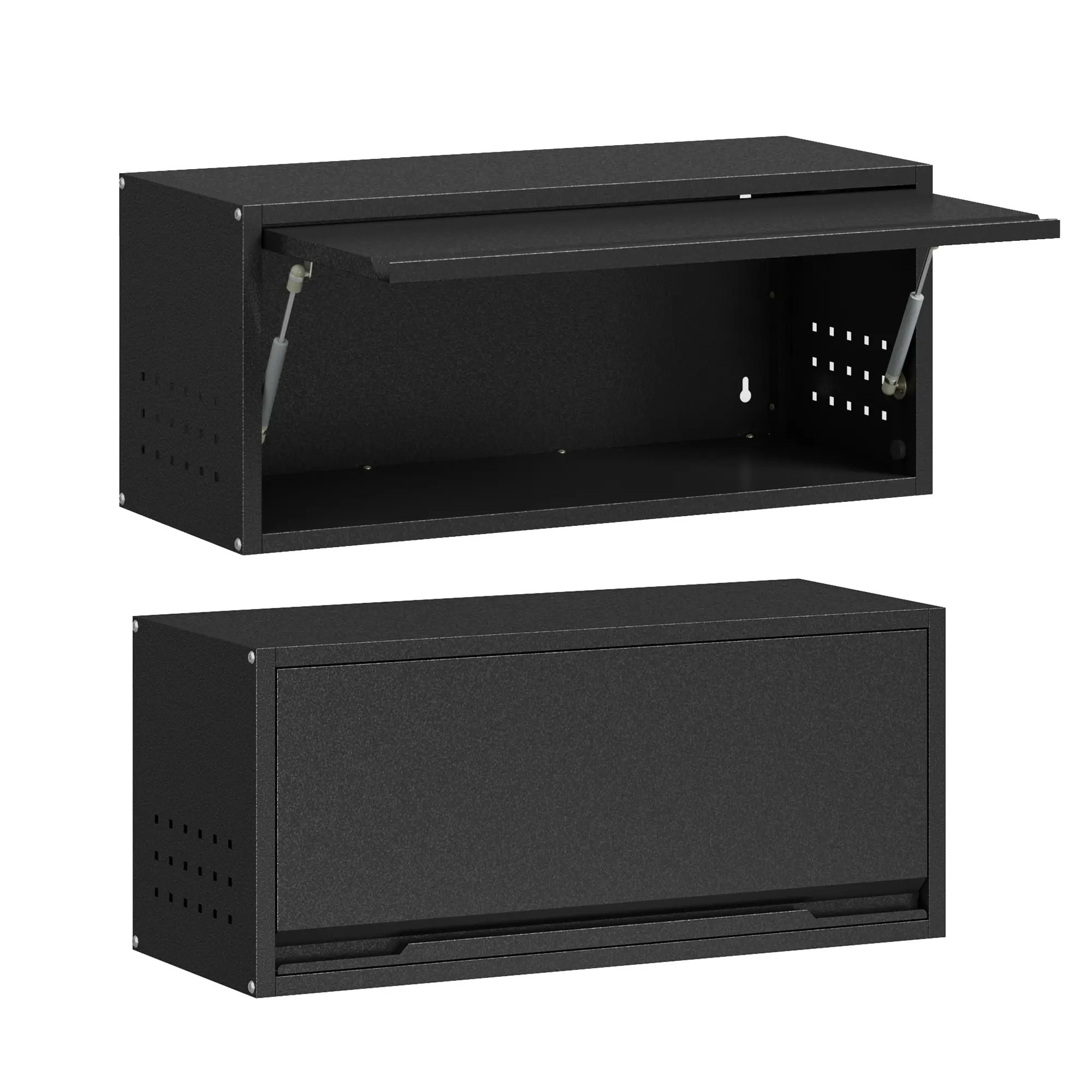 LONGLINK metal wall cabinet, 12.6-inch tall garage wall cabinet with hydraulic system, 31.5-inch wide wall-mounted metal storage cabinet, suitable for garages, basements, and warehouses, requires self-assembly steel construction