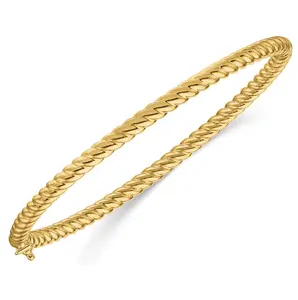 Luxury Look for Less: Hinged Twisted Rope Polished Bangle in Simulated Gold