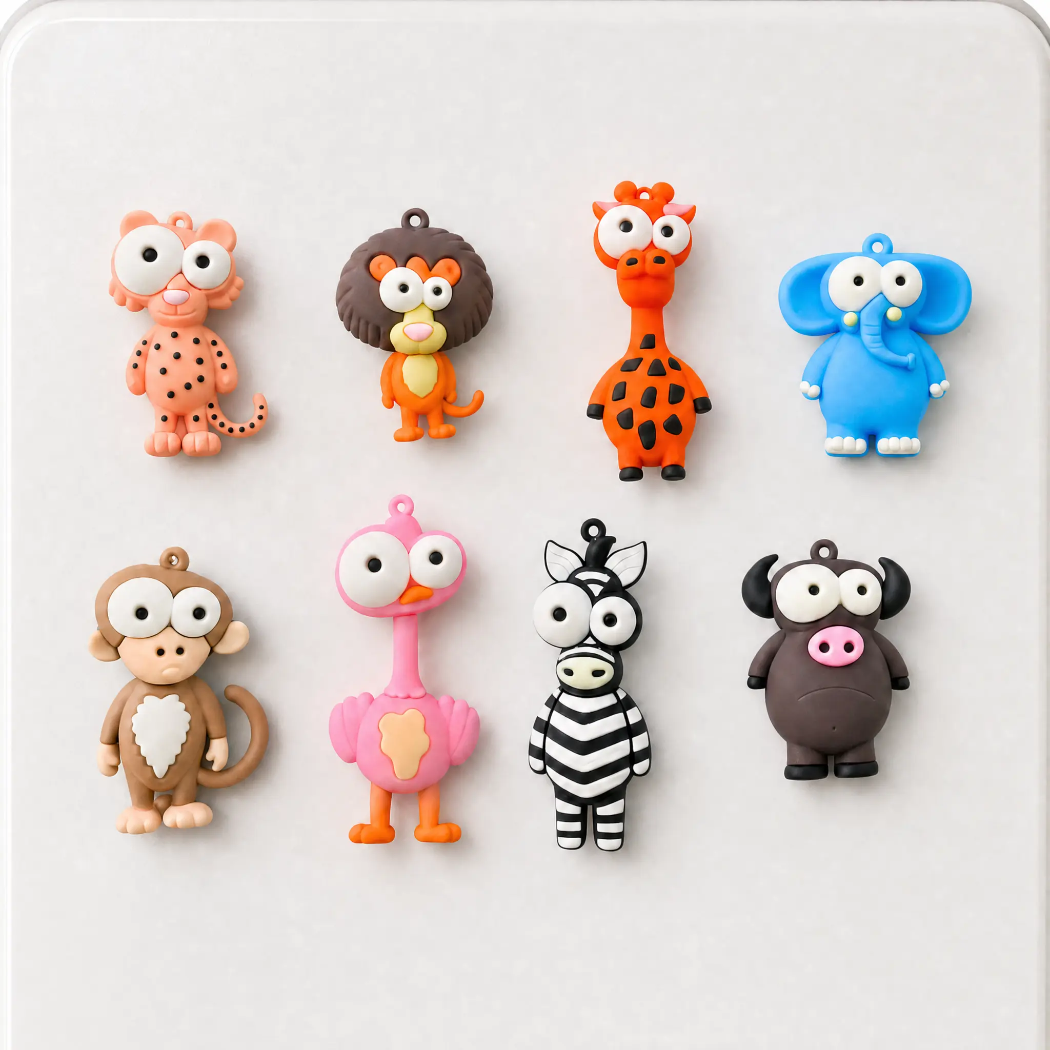 Funny Fridge Magnets - 3D Cartoon Animal with Bug Eyes Decor - for Kitchen Refrigerator, Whiteboard & Locker - Cute Birthday Gift for Kids & Animal Lovers - 8 Pack Assorted
