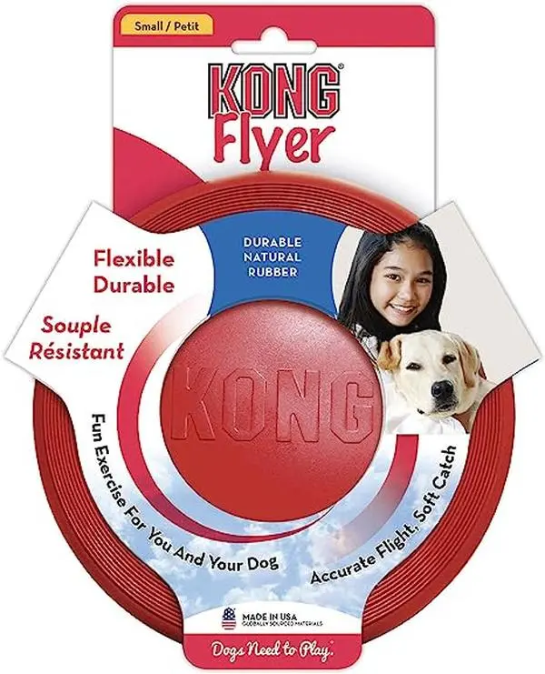 KONG Flyer Red Rubber Small or Large Frisbee Dog Toy KONG Flyer Red Rubber Small or Large Frisbee Dog Toy