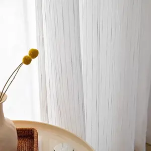 1pc Minimalist Vertical Stripe Curtain, Thin Sheer Fabric, Suitable for Living Room Bedroom Balcony, Soften Light Protect Privacy
