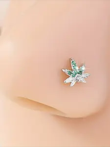 1pc Nose Rings Studs Nose Rings for Women Nose Piercings Jewelry Maple Leaf Body Piercing Jewelry for Women Men Flat Pierced Jewelry