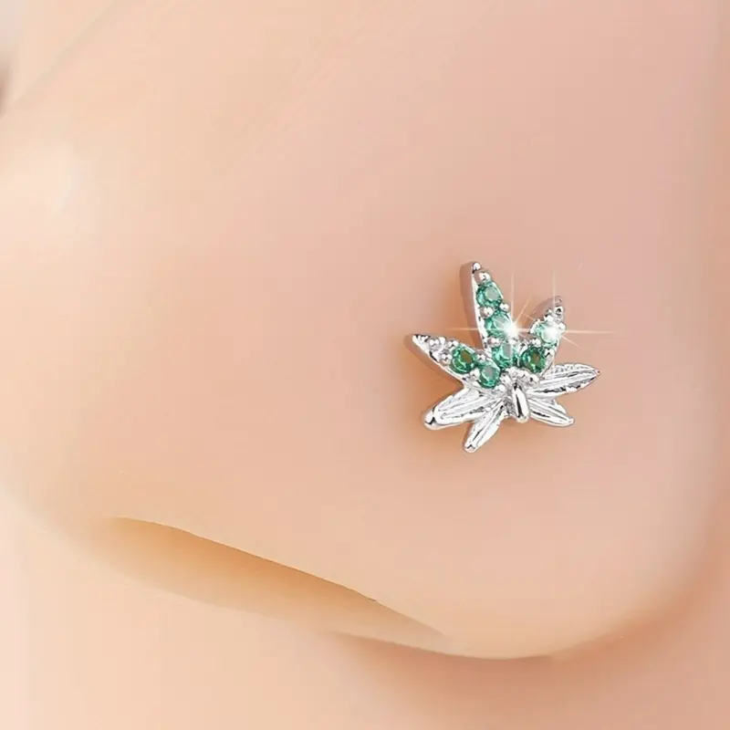 1pc Nose Rings Studs Nose Rings for Women Nose Piercings Jewelry Maple Leaf Chic Body Jewelry Body Piercing Jewelry for Women Men Flat Pierced Jewelry
