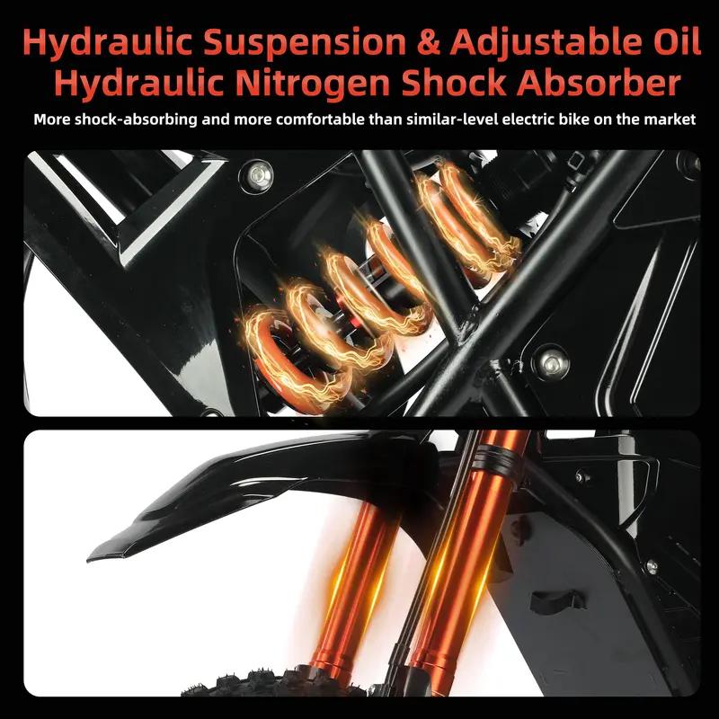 Rogue Motorcycle Bicycle for Adults 3000W Peak Power 48V 23AH Removable Battery 37MPH Top Speed Off-Road Fat Tire Dirt Ebike with Cruise Control Disc Brakes Mtb