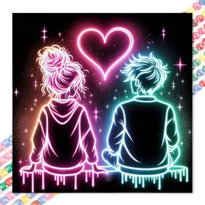 1pcs 5D DIY diamond painting kit, 5D diamond art set, DIY decoration, couple, heart shape, neon diamond painting kit full round drill DIY, mosaic, diamond art, DIY art home decoration, suitable for Halloween and Christmas, Galaxy