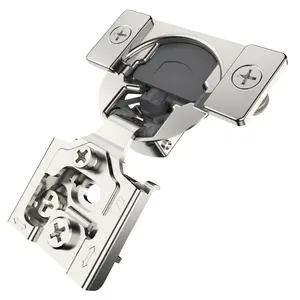 Furniware Concealed Face Frame Door Hinges, 105° Open Angle Soft Close Hinges for Kitchen Cabinet Hinges Press in Dowels Satin Nickel Self Closing