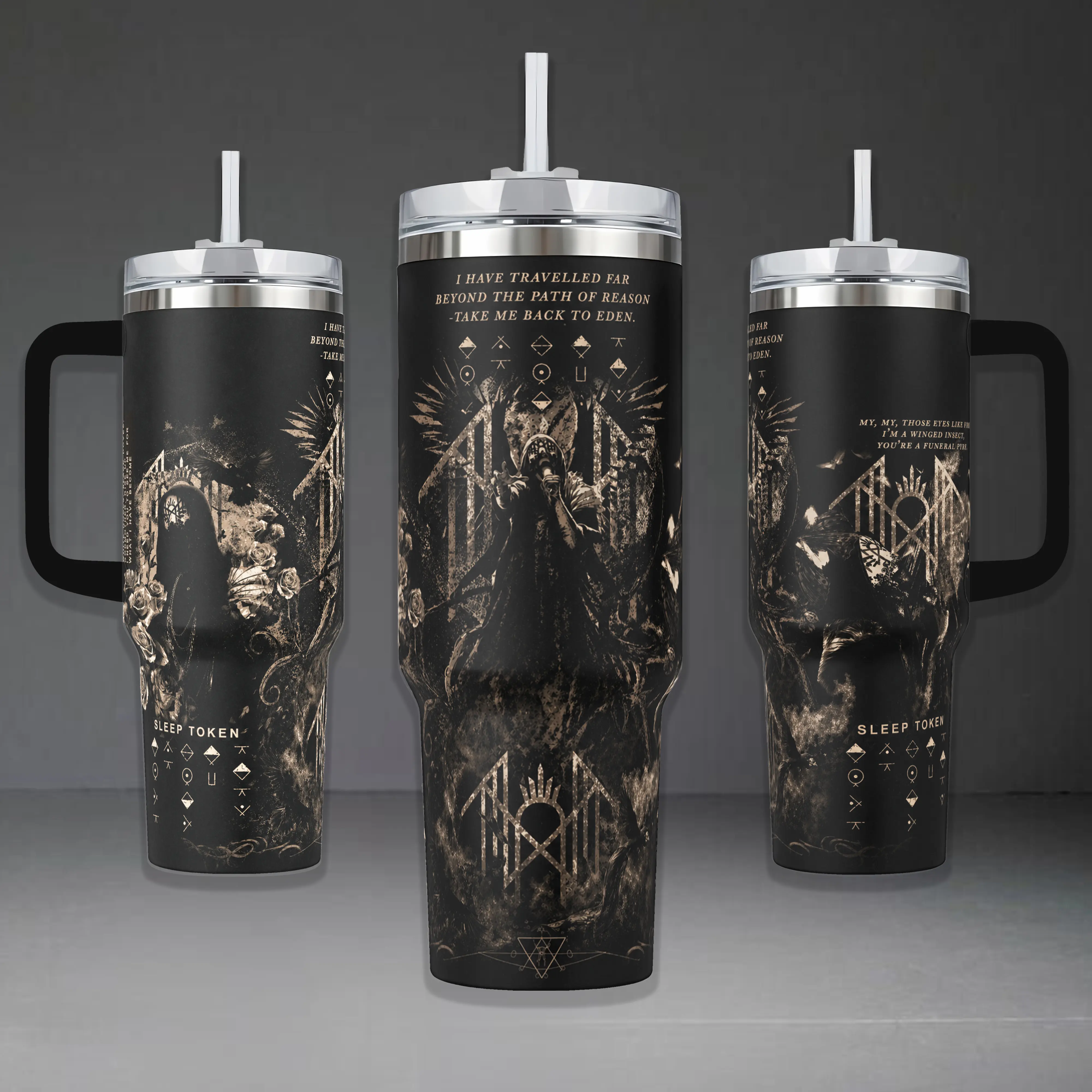 Sleep Token Band Tumbler, Take Me Back To Eden 40oz Cup with Handle, Vessel Ritual 20oz Stainless Steel Travel Mug, Alt Metal Fan Gift, Sleep Token Inspired Insulated Tumbler