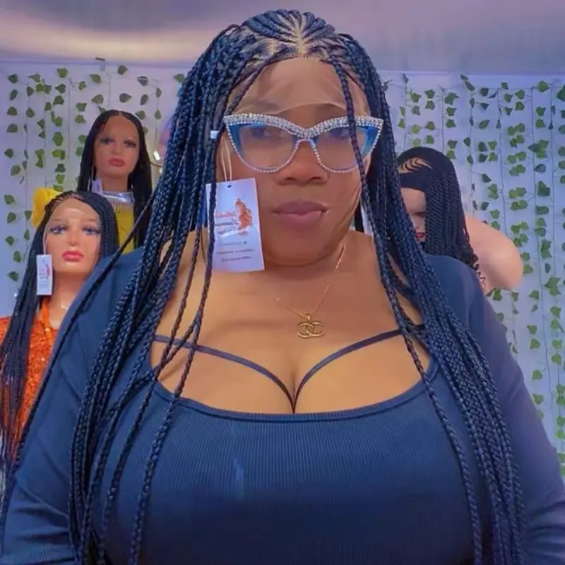 Handmade Ghana Weave Cornrows with Knotless Singles Braids Wigs with baby hair,  36” Length for Stylish and Elegant Hairstyles