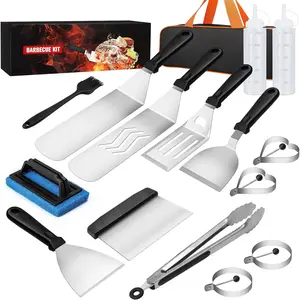 Blackstone Griddle Accessories Kit,16pcs Flat Top Grill Accessories Set for Blackstone and Camp Chef with Spatula,Scraper,Griddle Cleaning Kit &Carry Bag,Great for Outdoor BBQ & Teppanyaki and Camping Utensils grill tools grill accessories