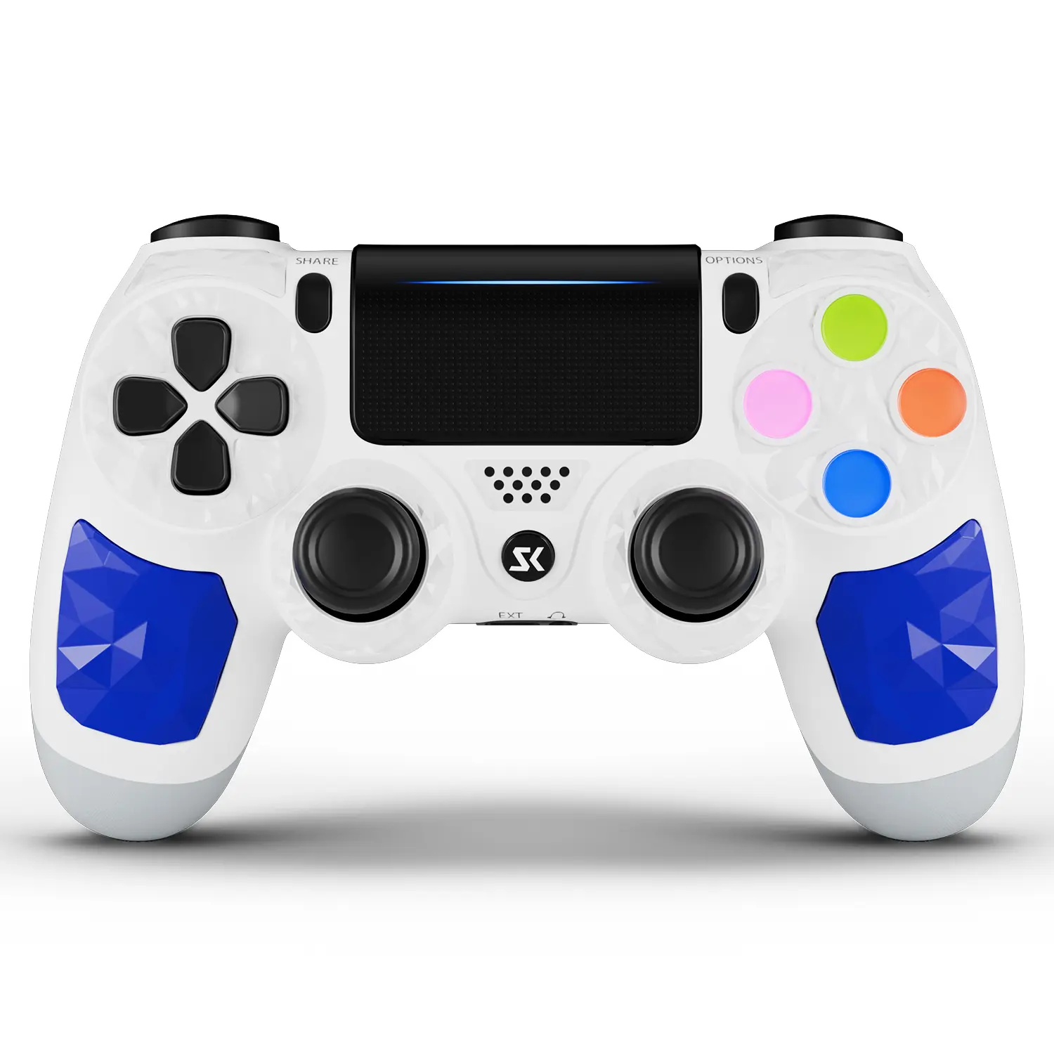 ISHAKO Wireless Game Controller For PS4/PS3/PC/Android/iOS, With Double Vibration, Six Axis Gyro, Touchpad, Built in speaker, Audio jack, PS4 games, gamepad, White PS413