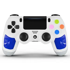 ISHAKO Wireless Game Controller For PS4/PS3/PC/Android/iOS, With Double Vibration, Six Axis Gyro, Touchpad, Built in speaker, Audio jack, PS4 games, gamepad, White PS413