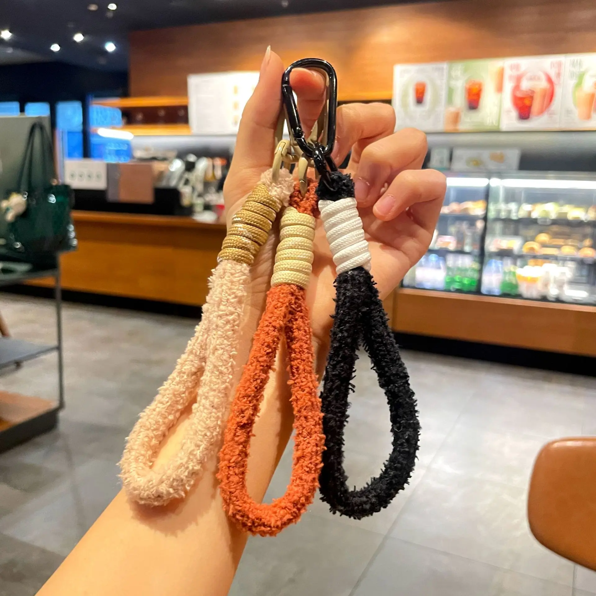 Stuffed braided lanyard key ring colorful small fresh mobile phone lanyard bag key pendant practical mobile phone chain Stuffed braided lanyard key ring colorful small fresh mobile phone lanyard bag key pendant practical mobile phone chain