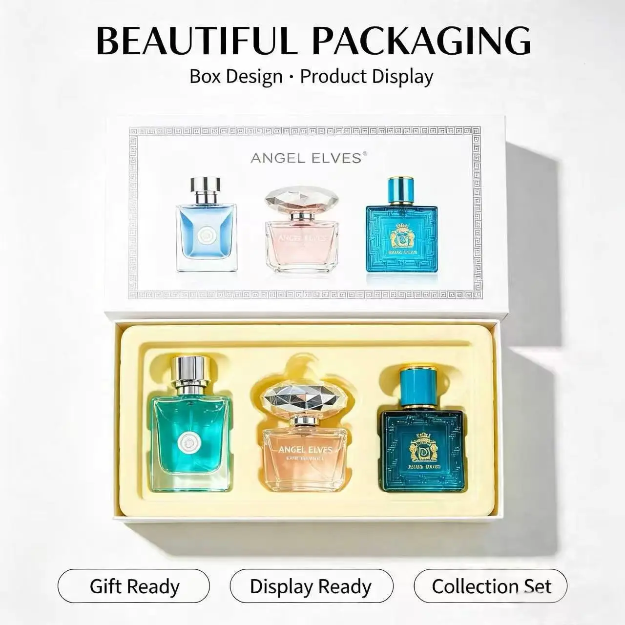 3 Bottles Women Perfume Gift Set, ANGEL ELVES Elegant Crystal Bottle Fragrance Kit, Exquisite White Luxury Packaging Box, Ideal Holiday Birthday Anniversary Present For Her Dating Wedding Party