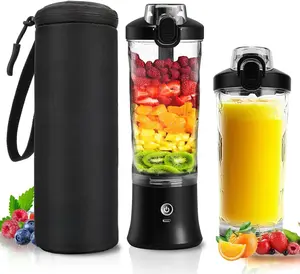 Portable Blender Personal Juicer for Shakes and Smoothies - 20 OZ Electric Protein Shaker Bottle with Insulated Sleeve, Travel Lid, USB-C Rechargeable - Mini Small Blender Cup for Kitchen, Office, Gym