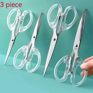 3-Piece Set Transparent Stainless Steel Multi-Functional Scissors, Cute Paper Cutting Tools, Professional Craft Scissors for Office, School, Home Decor, Paper Cutters, Office Gadgets