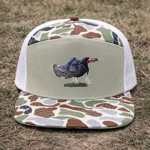 Turkey Hunting Hat, Wild Turkey Embroidered Camo Snapback Trucker Cap, Outdoor Hunter Hat, Gift for Men Dad Hunting Season