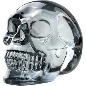 Black  Glass Skull Figurines, Skeleton Heads Model for Day of The /Halloween, Gothic Decor Skull Gifts for Women