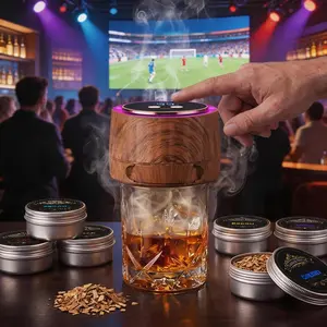 Electric Whiskey Smoker Device Kit - Infuser with 6 Wood Chip Flavors, Electric Smoke Maker for Old Fashioned, Bar & Home Use rechargeable cocktail smoker kit Father's Day Gifts