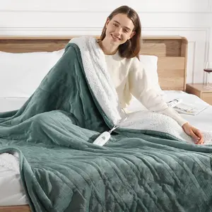 Electric Blanket Full Heated Blanket 72''X84'' - Ultra Soft Silky Flannel and Fluffy Sherpa Heating Blanket with 5 Heating Levels & 10 Hrs Timer, ETL Certified & Overheat Protection, Gifts for GrandmaGift