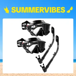 Aegend Unisex Adult 2-Pack Silicone Snorkeling Gear Set - Panoramic View Mask with Enhanced Anti-Leak, Anti-Fog Tech, Elastic Strap, Mesh Bag (1 Size Fits All) for Snorkeling, Scuba Diving,summervibes
