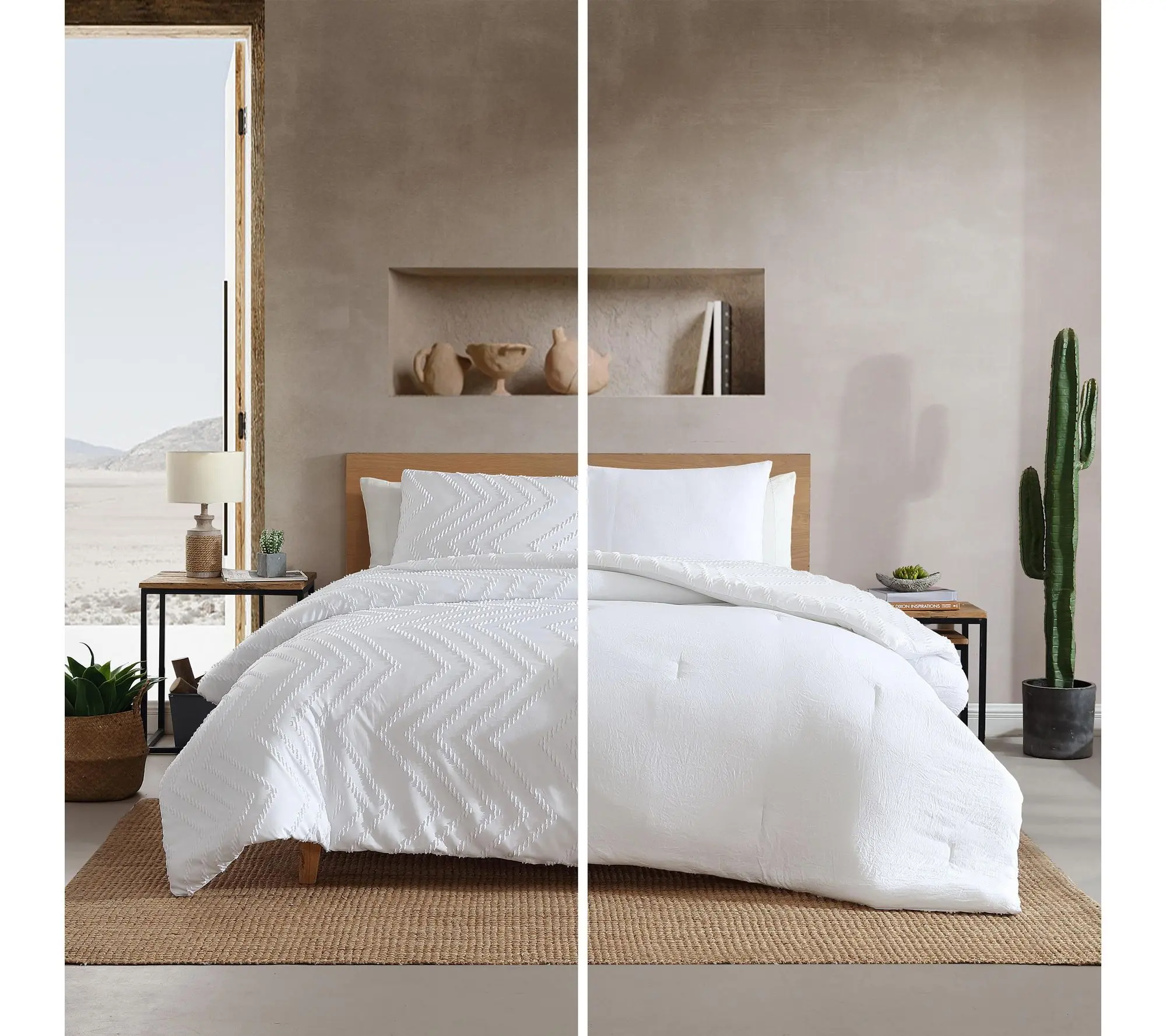 Wrangler Prarie Zig Zag White Chenille Queen Comforter Set