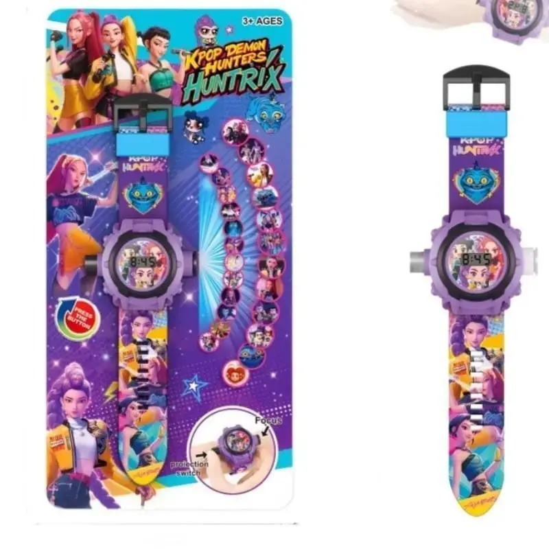 24 Images Projection Watch ,Mini Projector With 24 Monster Anime WitchGirl Group Idol Patterns,Photo Projection, Image Electronic Glowing Toy, Perfect Gift for Girls' Parties & Holidays