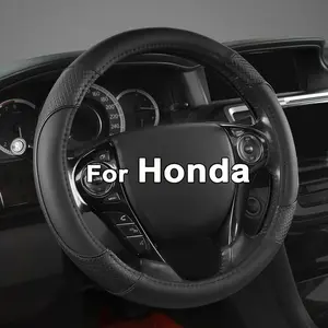 Microfiber Leather Steering Wheel Cover for Honda Accord,Civic,CR-V,HR-V,Pilot(Diamond-Pattern-Black-Standard Size)