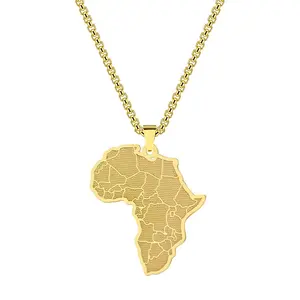 Fashion new African map pendant personality trend simple popular stainless steel necklace jewelry