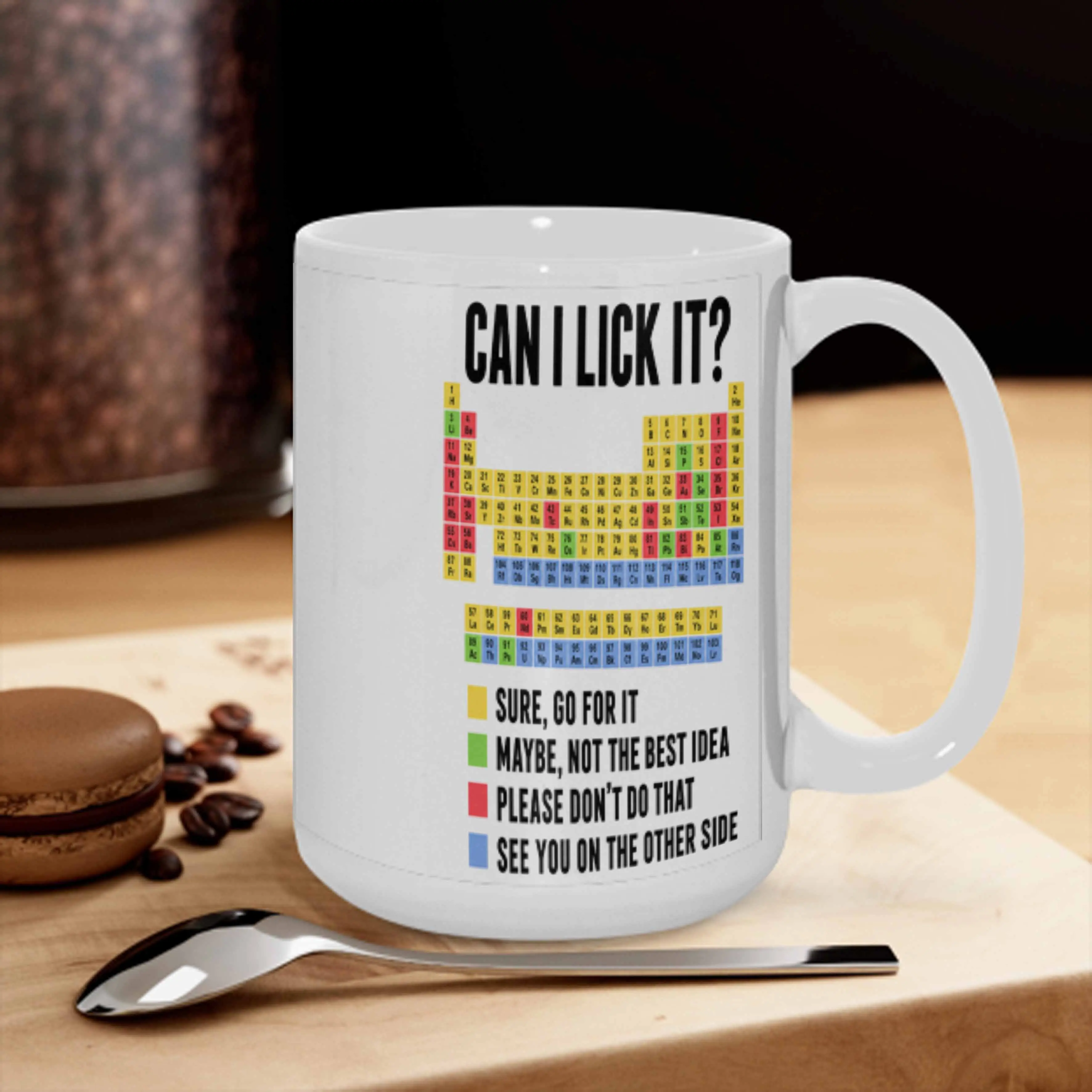 Periodic Table Chemistry Mug (11oz/15oz)， Funny Science Elements Print， Microwave Dishwasher Safe Ergonomic Handle Durable Ceramic， Perfect For Chemistry Teacher Office Desk Home Decor Or Science Lovers Birthday Gift