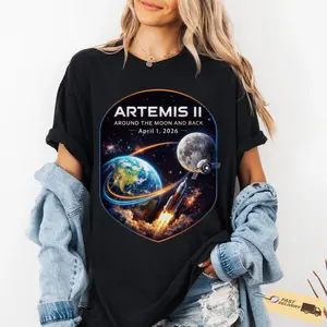 Artemis II Journey Around the Moon and Back 2026 T-Shirt, Space Enthusiast Gift, Artemis 2 Graphic Tee