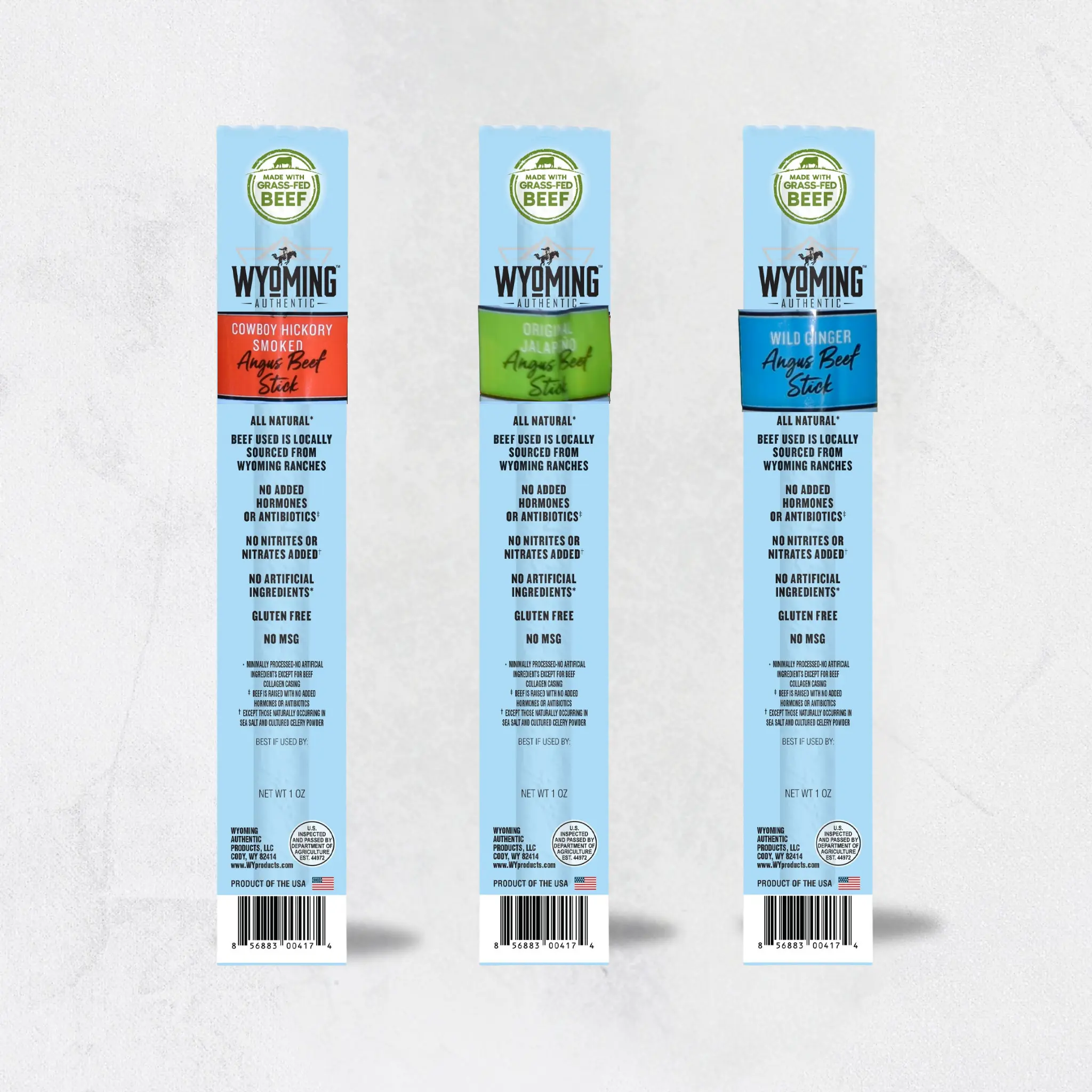 Three Flavor Beef Stick Sampler - Cowboy, Original Jalapeno, & Wild Ginger