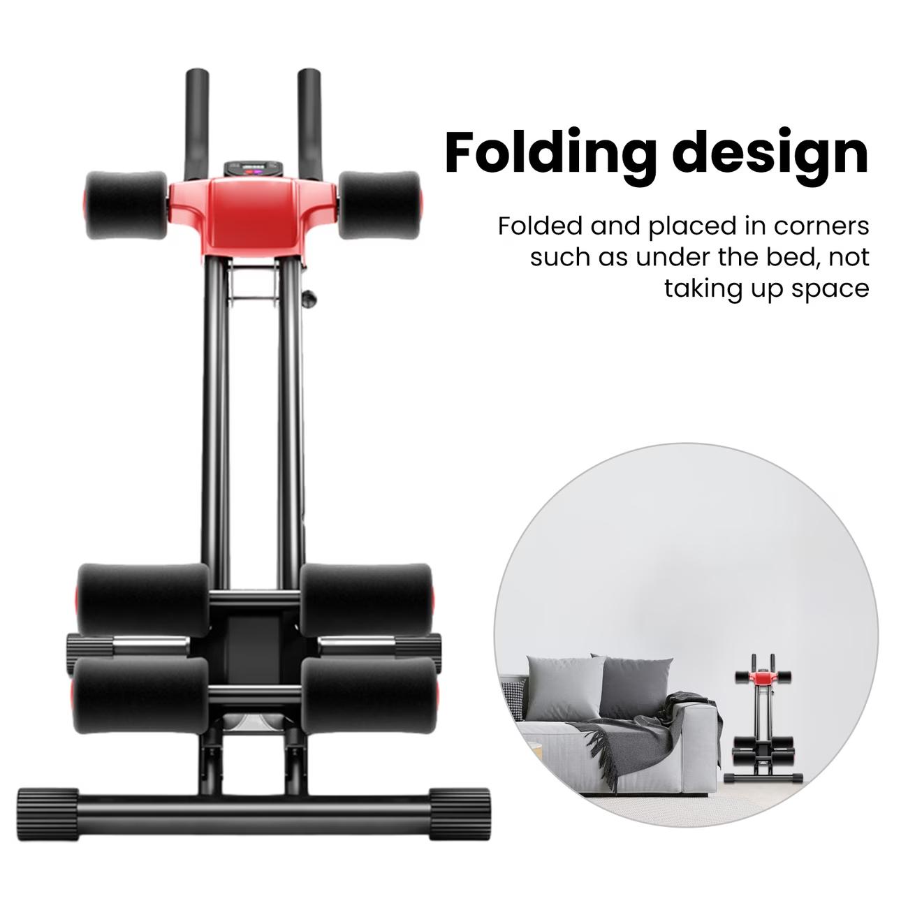 Abdominal Trainer, Home Ab Workout Machine, Core & Abdominal Exercise Equipment, Adjustable Full Body Ab Trainer, Height Adjustable Foldable Abdominal Training Machine with Resistance Bands, Dual Rail Ab Shaping Device