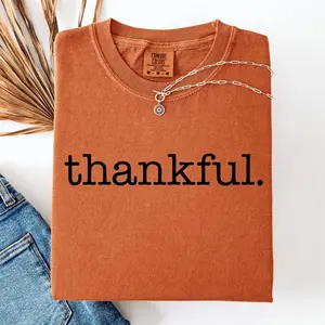 Thankful Minimalist Thanksgiving Autumn Fall Comfort Colors T-Shirt – Unisex Tee for Women and Men