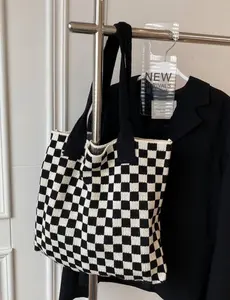 Moxie - Checkered Knit Tote Moxie - Checkered Knit Tote