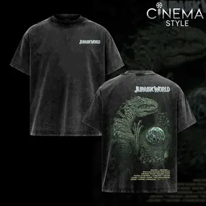 Jurassic World Acid-Washed Cotton T-Shirt, Vintage Graphic Tee for Fans of the Series Jurassic World, Top Streetwear Cotton Design for Men and Women, Unisex T-Shirt Hot