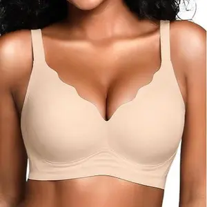 Women's Black jelly bras No Underwire T-Shirt bra Seamless Comfortable Soft Wireless Basic Bridal One Piece Minimalist Everyday Wear with Adjustable Straps Vneck Breathable push up bra