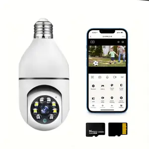Wi-Fi Camera, Wireless WiFi Light Bulb Camera 360Panoramic Surveillance Cam, 2.4GHz Indoor And Outdoor Security Camera with Motion Detection Alarm Night Vision Two-Way-Talk Phone Remote, Smart Home Device,  Twoway Audio,  Office Security Christmas