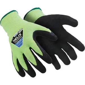 HexArmor Size M (8), ANSI Cut Lvl A8, Rubber Latex Coated Cut Resistant Gloves 10" Long, Palm & Fingertips Coated, Coretex Lining, Knit Wrist, Black/Yellow, Paired 2061-M (8)