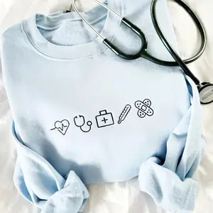 [MADE IN US] Embroidered Healthcare T-shirt/ Sweatshirt/ Hoodie, Embroidered Nurse Sweater, Gift For Nurses, Nursing Student Tee, Medical Field Unisex Crew Neck Pullover for Men Women