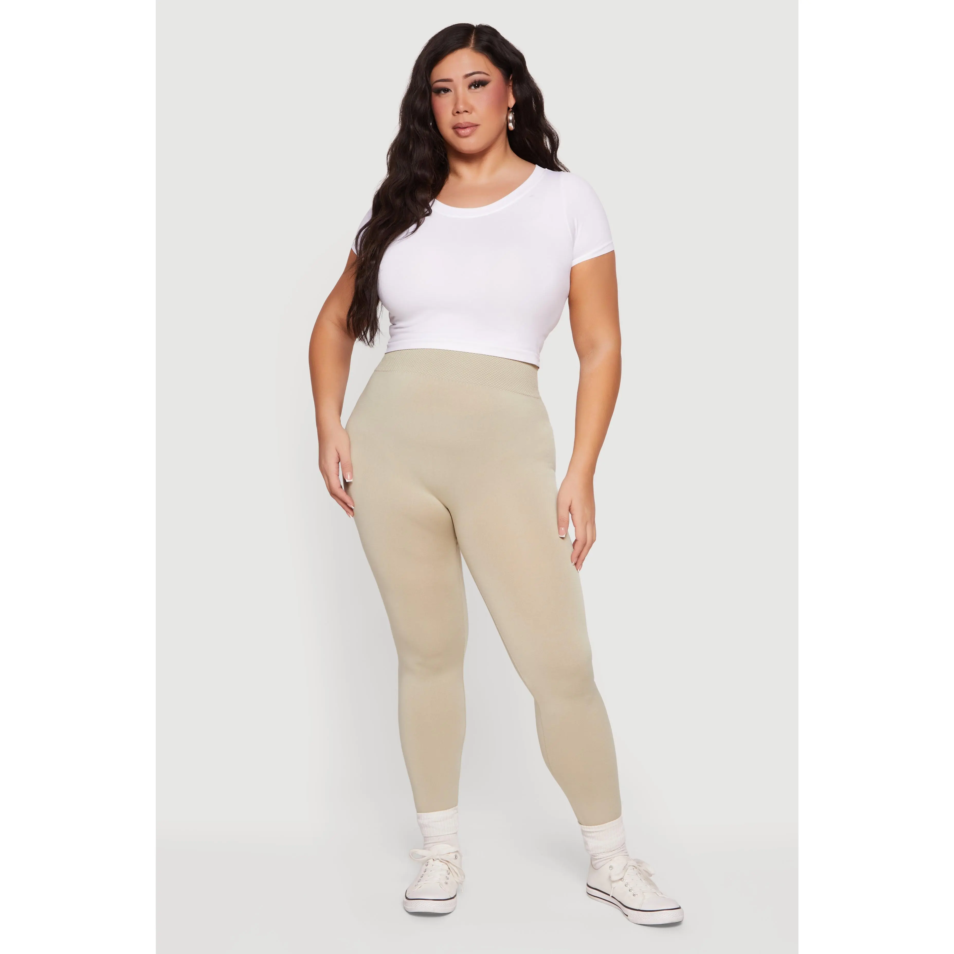 Plus Size Waffle Knit Waist Leggings