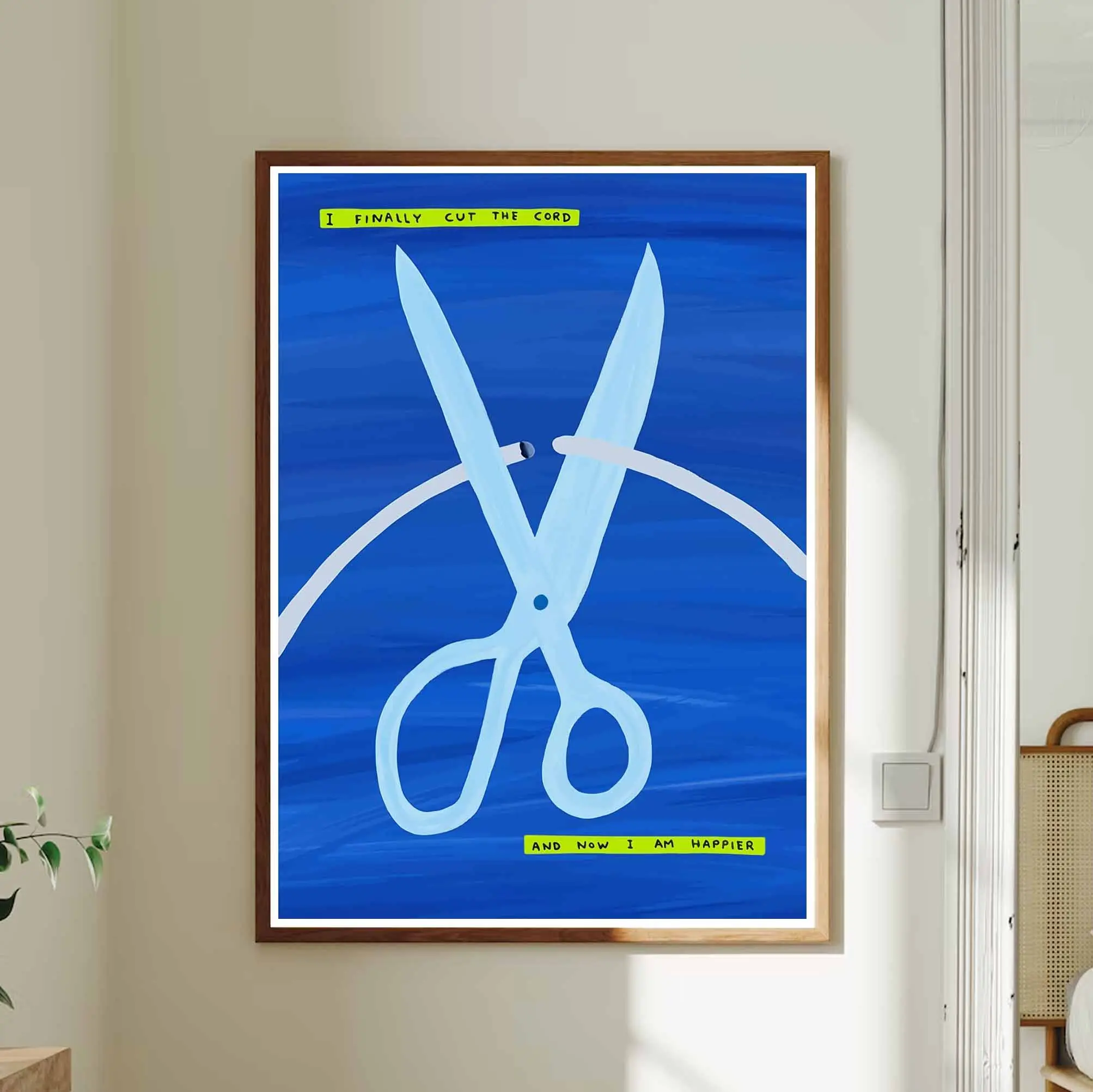 I Finally Cut The Cord And Now I Am Happier Poster, David Shrigley Cord Art, Quotes Funny Print