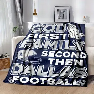 Dallas Football Themed Flannel Fleece Blanket Soft Knit Fabric Throw for Office Home Bedroom Warm Shawl for Reading Gaming Knee Protection Christmas Gift for Family Friends