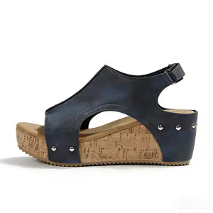 Nest Foot Trendy Women's Retro Fish Mouth Wedge Sandals - Soft PU Leather, Adjustable & Breathable, Comfort Platform Shoes for Casual Summer Wear - Footwear, Girl