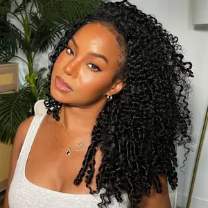 【LIVE-ONLY】VIPbeauty Half Wig Human Hair 200 Density Burmese Curly Half Wig Spiral Curly Ends 3 In 1 Seamless Flip Over Glueless Wigs Human Hair with Drawstring Beginner Friendly Curly Wig Headband Wig for Women Daily Wear