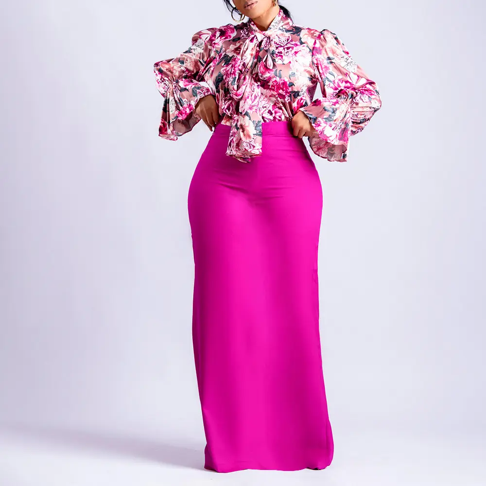 Women's Chic Lady Clothes 2026 New Fashion Printed Longsleeves Tie Top & Midi Skirt Plus Size Heart Print Co-ord Set, Sleeveless Lace-Up Tank Skirt Set, Fall-Winter Lapel Neck Lounge Floral Spaghetti Strap A-Line Maxi, Mini Ruffle Sequin Cocktail Outfit E
