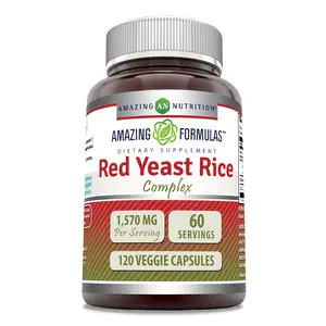 Amazing Formulas Red Yeast Rice Complex 1570 Mg | 120 Vegetarian Capsules Supplement | Non-GMO | Gluten-Free | Made in USA