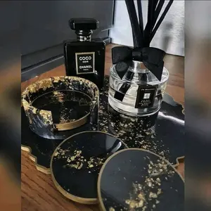 Custom Coasters with Elegant Black and Gold Design for Home Decor and Tabletop Protection